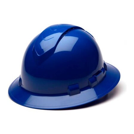 Pyramex Safety Products Ridgeline Vented Full Brim Hard Hat, Blue Pattern, 4-Point Ratchet Suspension HP54160V
